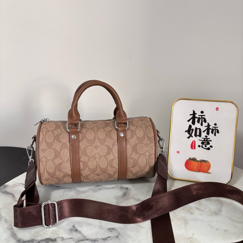Ženska crossbody torbica s cilindričnim oblikom, PU materijal, zatvarač, poliesterska podstava, unutarnji džepovi za telefon i dokumente