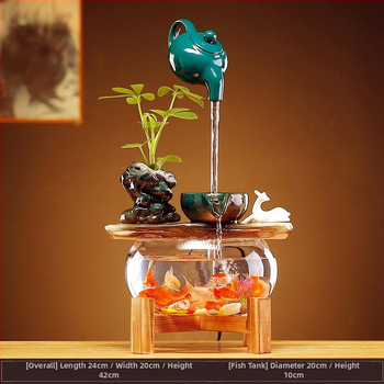 Keramický visiaci vodný fontán s cirkulujúcim akváriom – stolová dekorácia v štýle Nového Číny, ručne vyrobené, glazúrovaný povrch