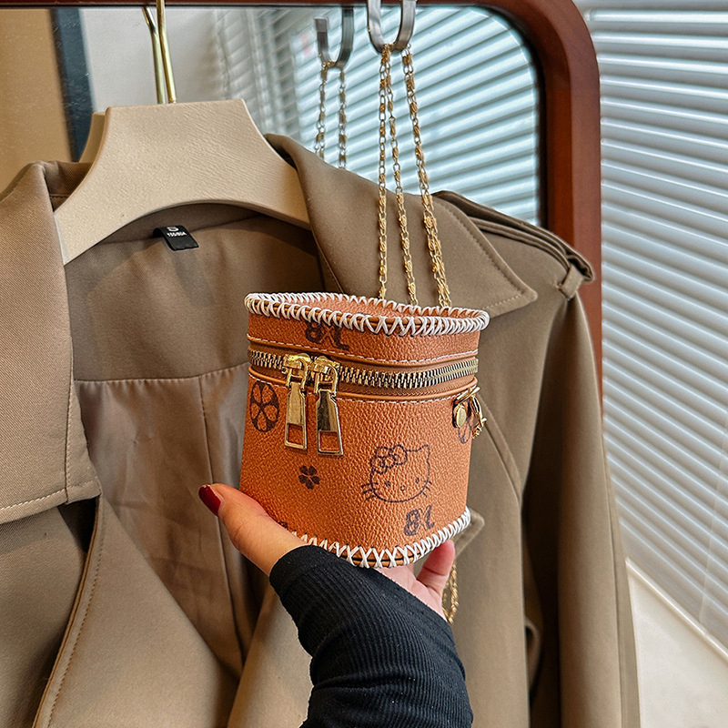 Lančana torbica, DIY ručno tkan bucket dizajn (PU; street-trend; vertikalni kvadratni oblik; otvoren vrh; ID džep)