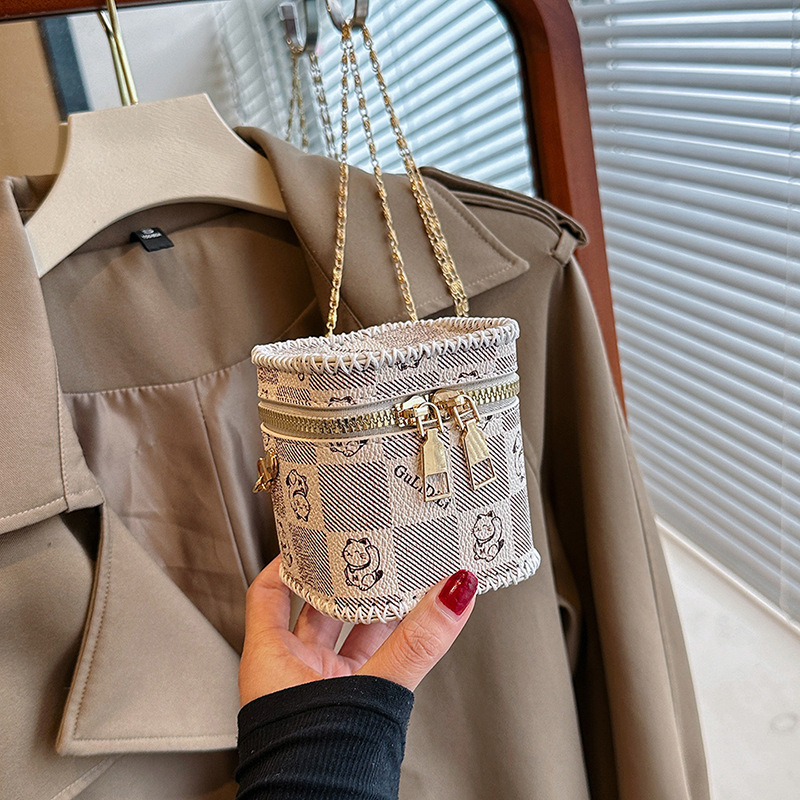 Lančana torbica, DIY ručno tkan bucket dizajn (PU; street-trend; vertikalni kvadratni oblik; otvoren vrh; ID džep)