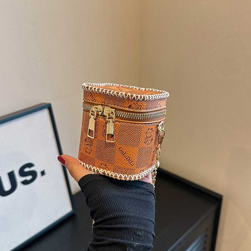 Lančana torbica, DIY ručno tkan bucket dizajn (PU; street-trend; vertikalni kvadratni oblik; otvoren vrh; ID džep)