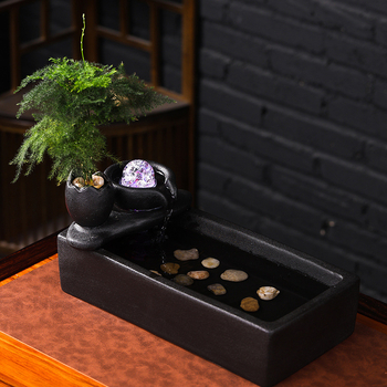 Keramički stolni fontan s cirkulirajućom vodom, ručno oslikan, prilagodljiv dizajn u stilu Novog Kineskog, dekorativni dar za dom i ured