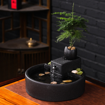 Keramički stolni fontan s cirkulirajućom vodom, ručno oslikan, prilagodljiv dizajn u stilu Novog Kineskog, dekorativni dar za dom i ured