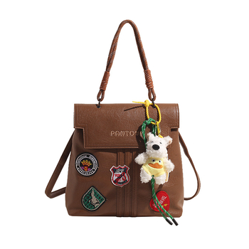 Ženski ruksak s oznakom, PU materijal, vertikalni kvadratni oblik, magnetsko kopčanje, unutarnja džep s zipom i džep za mobitel, dvostruke naramenice, zimska sezona