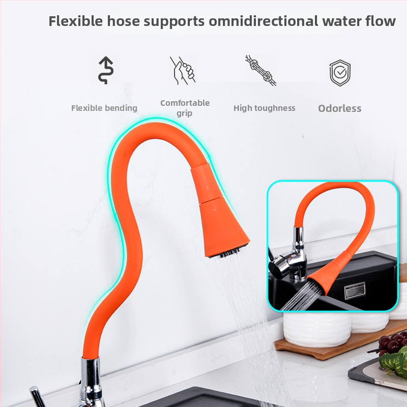 Kuchynský kohút s meďovým telom, keramický diskový ventil, výsuvný prúd, elektroplakovaný povrch, moderný minimalistický štýl