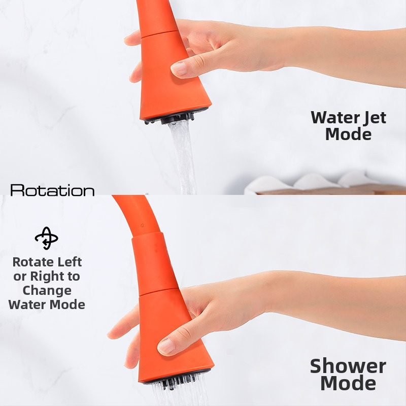 Kuchynský kohút s meďovým telom, keramický diskový ventil, výsuvný prúd, elektroplakovaný povrch, moderný minimalistický štýl