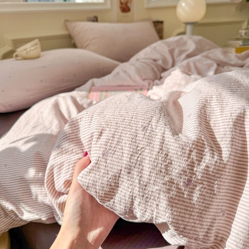 Set de lenjerie de pat din bumbac, 4 piese, stil pastoral, imprimare reactive, GSM 1000–1499