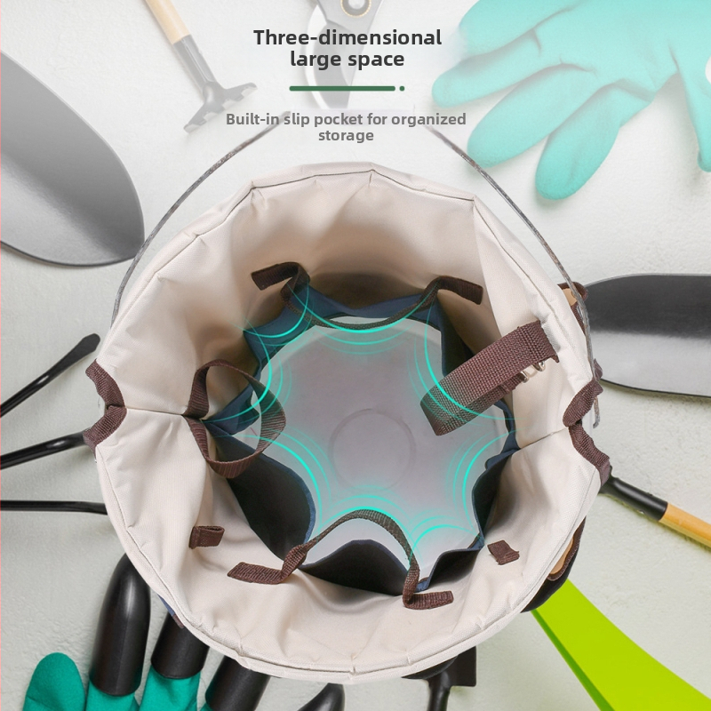 Záhradná taška na náradie, kompatibilná s vedrom, Oxford látka, viacvrstvová nepremokavá