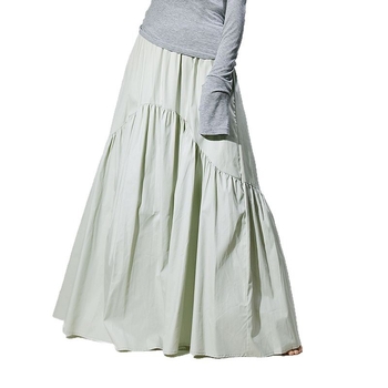 Dlhá sukňa A-čiar bavlnená, s vysokým pásom, vlnité plisovanie a rybí chvost