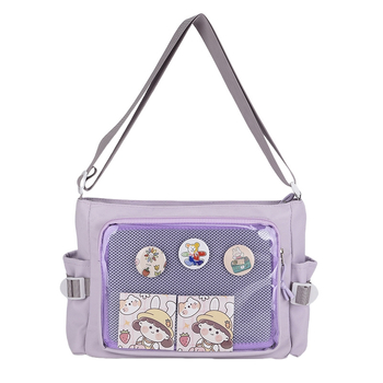 Tote torba u japanskom stilu anime, prozirna, crossbody s patentnim zatvaračem, Oxford tkanina, poliester podstava