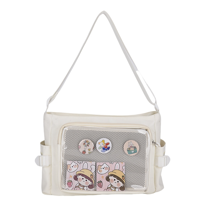 Tote torba u japanskom stilu anime, prozirna, crossbody s patentnim zatvaračem, Oxford tkanina, poliester podstava