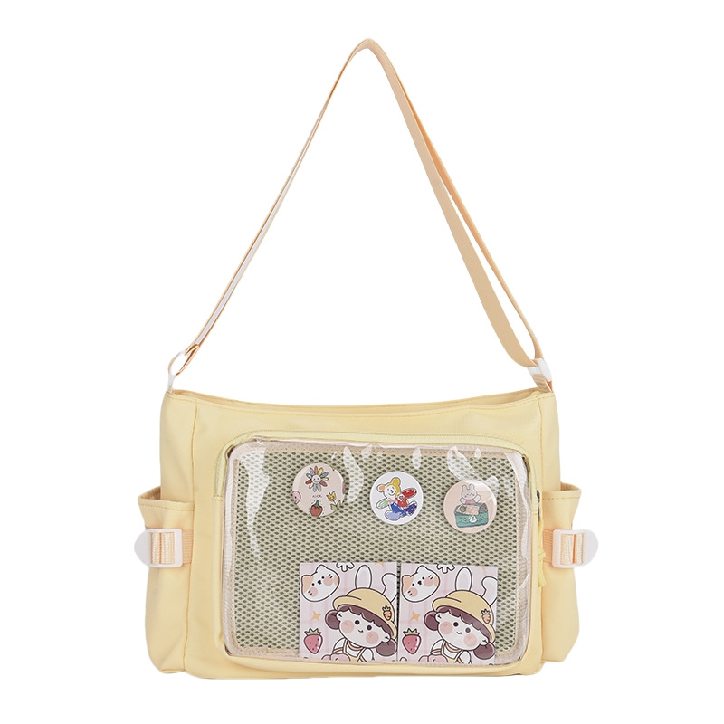 Tote torba u japanskom stilu anime, prozirna, crossbody s patentnim zatvaračem, Oxford tkanina, poliester podstava
