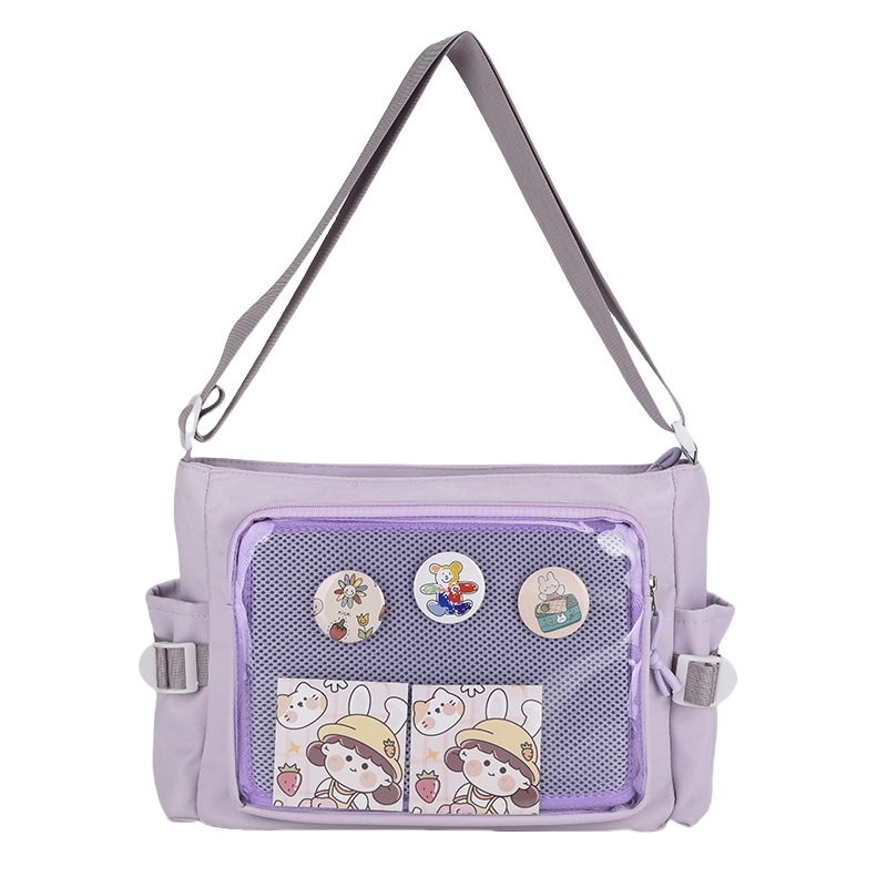 Tote torba u japanskom stilu anime, prozirna, crossbody s patentnim zatvaračem, Oxford tkanina, poliester podstava