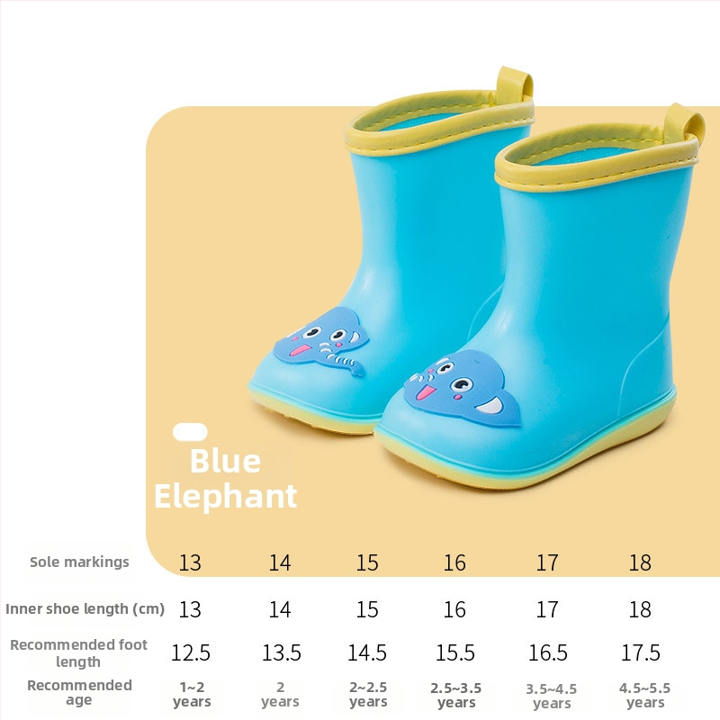 Dječje kišne čizme, serija Crazy Animal City, gornji dio od PVC-a, crtani uzorak, nizak potpetica 1–3 cm