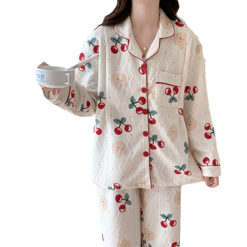 Μαιευτικό σετ πιζάμα με cardigan – Air Cotton, γιακάς πέτο, μακριά μανίκια, βαρύ ύφασμα 251–300 g/m², βαμβάκι 90–95%