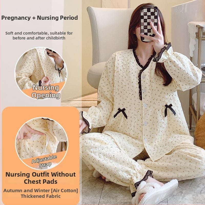 Μαιευτικό σετ πιζάμα με cardigan – Air Cotton, γιακάς πέτο, μακριά μανίκια, βαρύ ύφασμα 251–300 g/m², βαμβάκι 90–95%