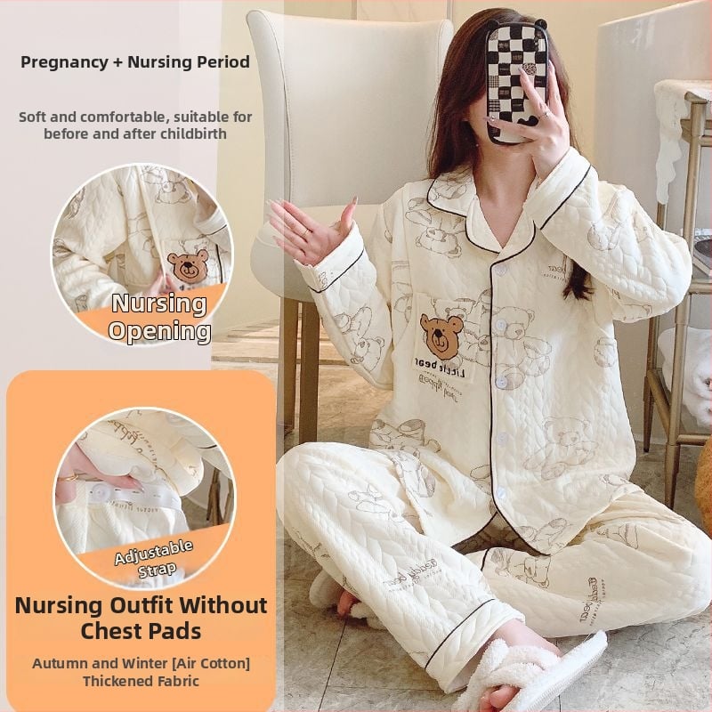 Μαιευτικό σετ πιζάμα με cardigan – Air Cotton, γιακάς πέτο, μακριά μανίκια, βαρύ ύφασμα 251–300 g/m², βαμβάκι 90–95%