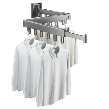 Телескопичен сгъваем сушилен прът, алуминиева сплав, модерен минималистичен стил, за баня и балкон