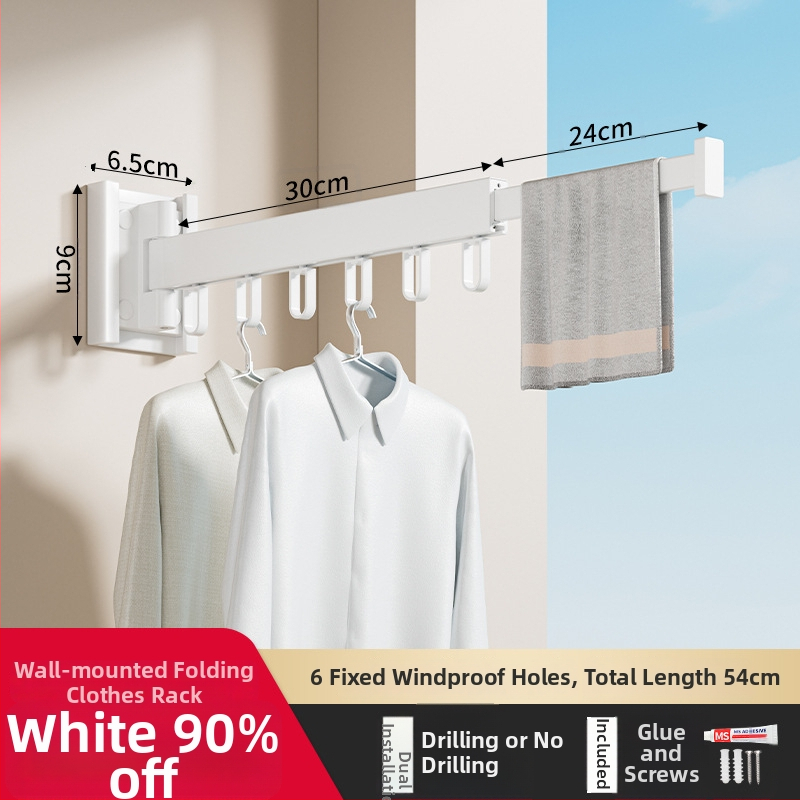 Телескопичен сгъваем сушилен прът, алуминиева сплав, модерен минималистичен стил, за баня и балкон