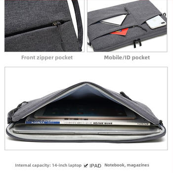 Husă pentru laptop cu buzunare interioare — polyester, fermoar, căptușeală, rezistentă la apă, anti-furt, design ușor; compatibilă cu laptopuri și tablete