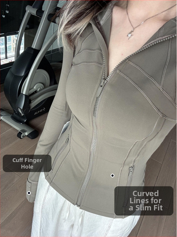 Jachetă de yoga slim-fit, cu mânecă lungă, fermoar, UPF30+ protecție solară