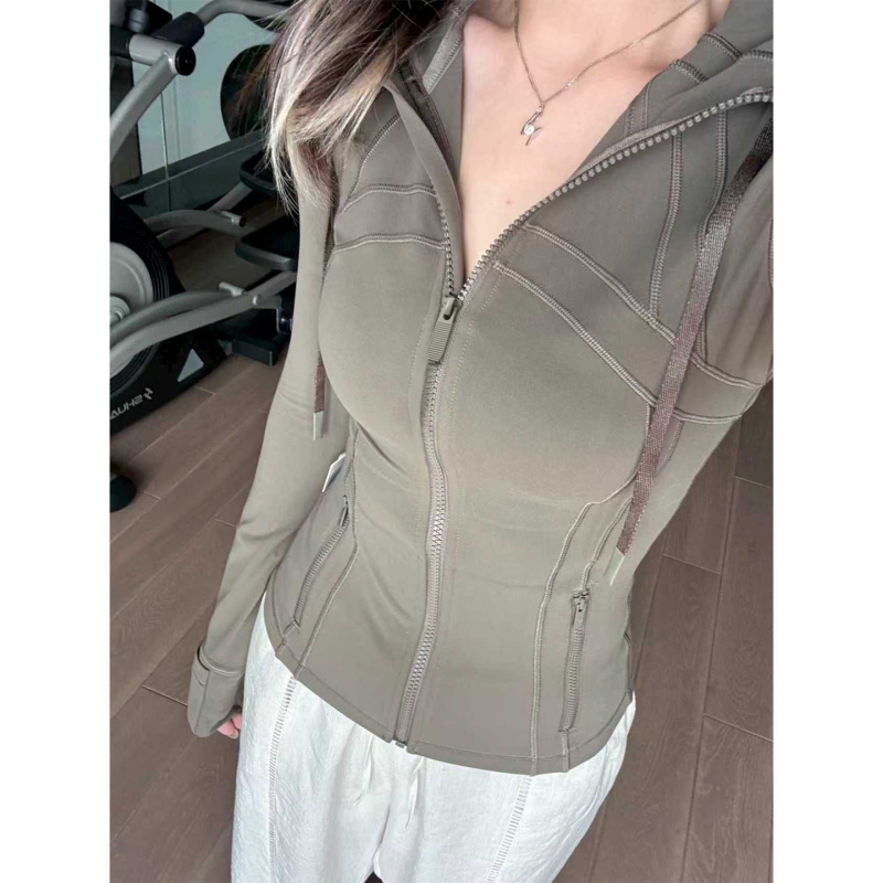 Jachetă de yoga slim-fit, cu mânecă lungă, fermoar, UPF30+ protecție solară