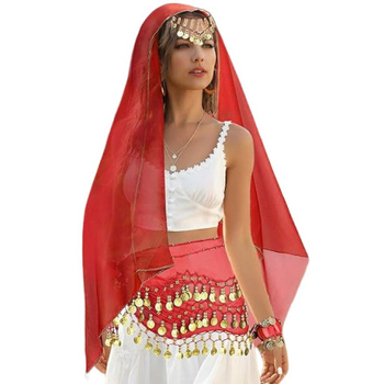 Kostim Belly Dance, set od 4 dijela s hip šalom od šifona sa zlatnim novčićima, šalom za zglob i šalom za glavu – poliester 95%+, Zima 2025, za žene 18–24 godina