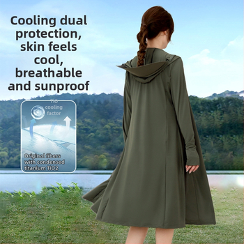 Γυναικεία μπλούζα UV προστασίας, μακριά για καλοκαίρι, ύφασμα πολυεστέρα, περιεκτικότητα 81–95%, απλός μακρύς σχεδιασμός, καλοκαίρι 2025
