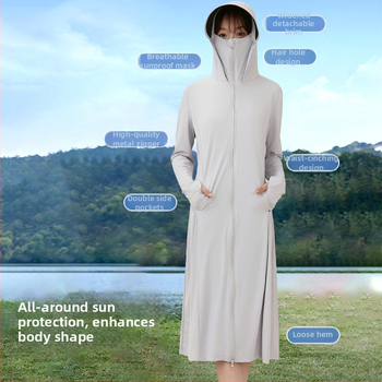 Γυναικεία μπλούζα UV προστασίας, μακριά για καλοκαίρι, ύφασμα πολυεστέρα, περιεκτικότητα 81–95%, απλός μακρύς σχεδιασμός, καλοκαίρι 2025
