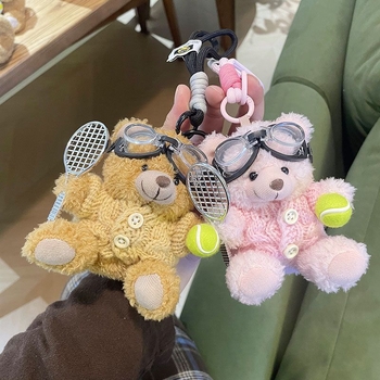Hongchao plišani medvjedić u karikaturnom stilu s tenis motivom, privjesak za školske torbe