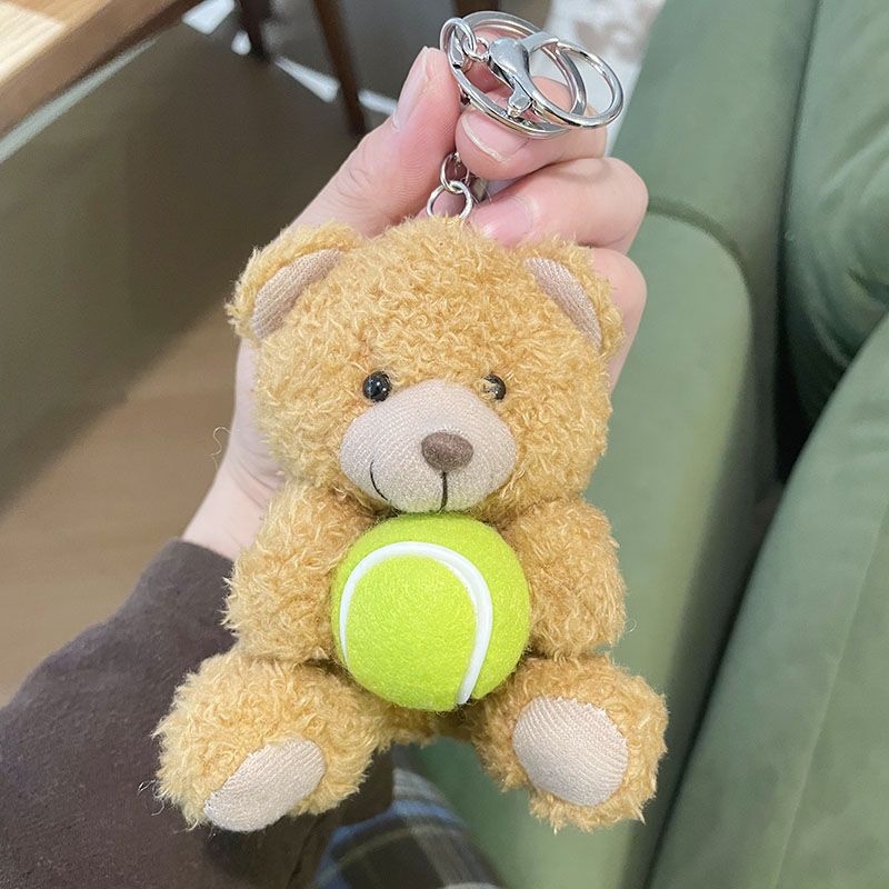 Hongchao plišani medvjedić u karikaturnom stilu s tenis motivom, privjesak za školske torbe