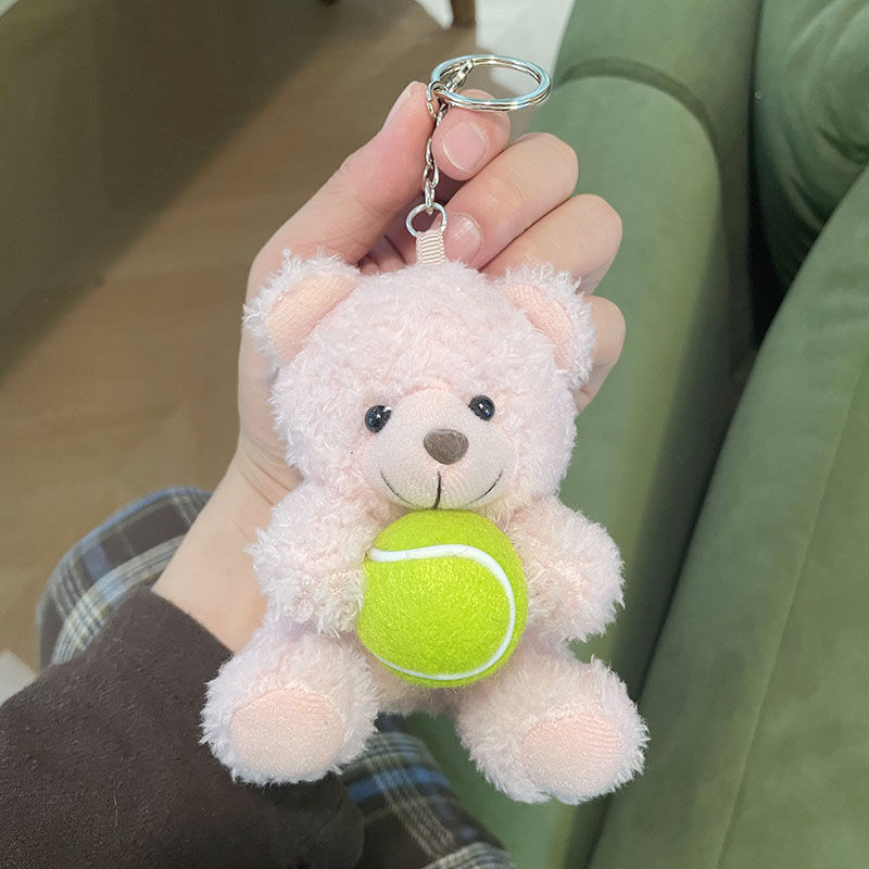 Hongchao plišani medvjedić u karikaturnom stilu s tenis motivom, privjesak za školske torbe