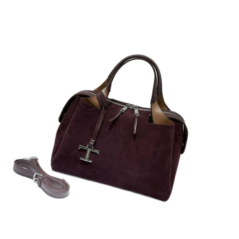 Bucket bag od prave kože s nubuk teksturom, gradski stil, zatvarač, unutarnji džep sa zipom