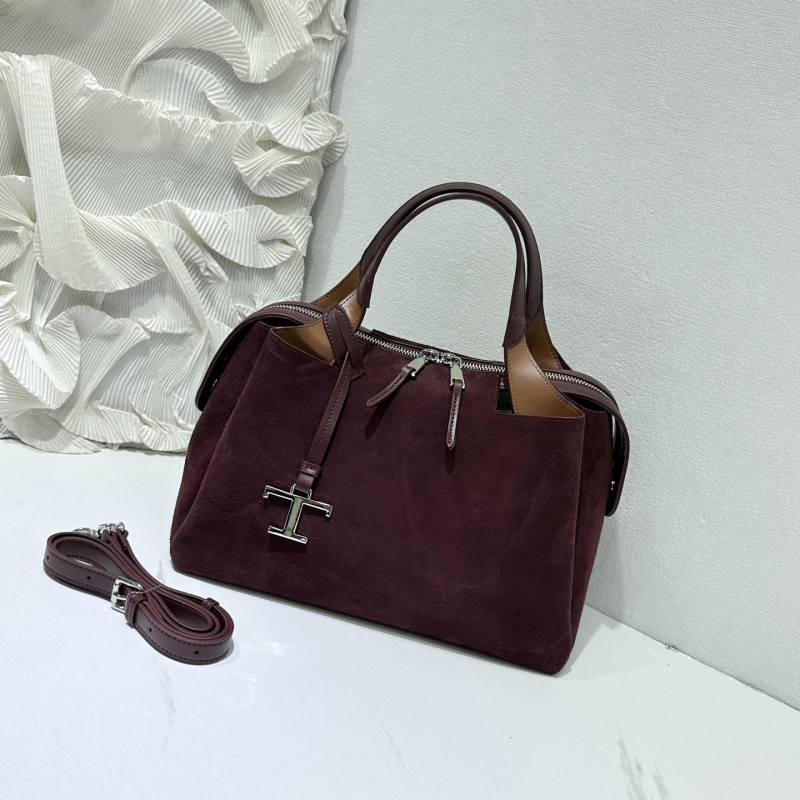 Bucket bag od prave kože s nubuk teksturom, gradski stil, zatvarač, unutarnji džep sa zipom