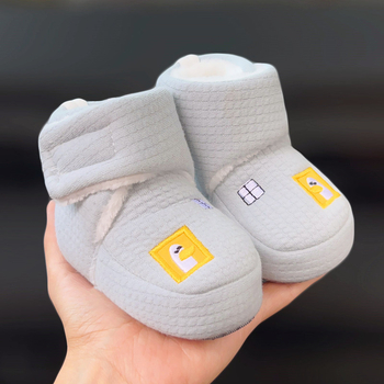 Βρεφικά υφασμάτινα παπούτσια με μαλακή σόλα, επένδυση φλίς, ζεστά, unisex, για 6-12 μηνών