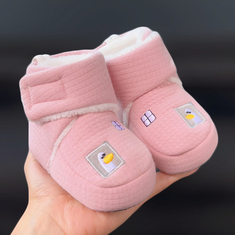 Βρεφικά υφασμάτινα παπούτσια με μαλακή σόλα, επένδυση φλίς, ζεστά, unisex, για 6-12 μηνών