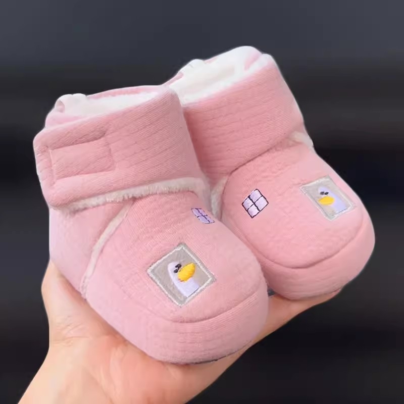 Βρεφικά υφασμάτινα παπούτσια με μαλακή σόλα, επένδυση φλίς, ζεστά, unisex, για 6-12 μηνών
