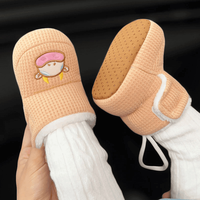 Βρεφικά υφασμάτινα παπούτσια με μαλακή σόλα, επένδυση φλίς, ζεστά, unisex, για 6-12 μηνών