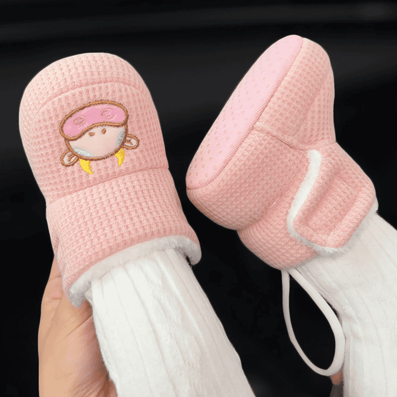 Βρεφικά υφασμάτινα παπούτσια με μαλακή σόλα, επένδυση φλίς, ζεστά, unisex, για 6-12 μηνών