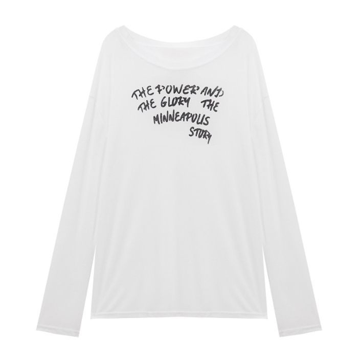 Tricou lejer cu mâneci lungi, imprimare cu litere, protecție solară UPF40+, poliester/spandex cu fir Tencel, ultra-subțire