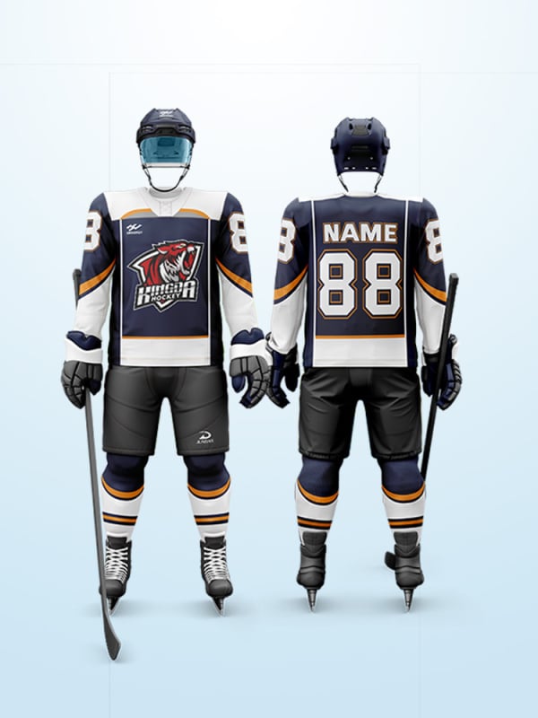 Σετ χόκεϊ επί πάγου με μεταξοτυπία, ελεύθερη γραμμή με μακριά μανίκια, προσωπικός σχεδιασμός, για προπονήσεις και αγώνες, 100% πολυεστέρας