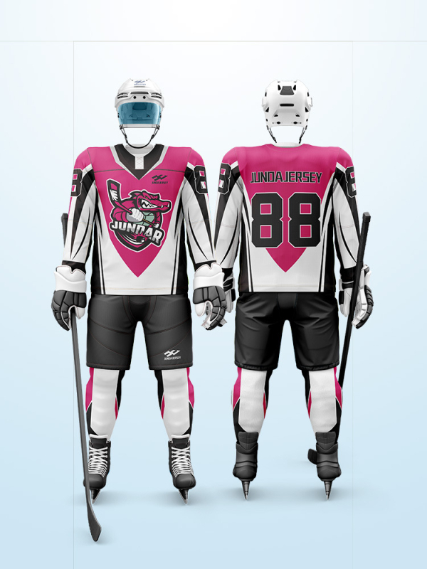 Σετ χόκεϊ επί πάγου με μεταξοτυπία, ελεύθερη γραμμή με μακριά μανίκια, προσωπικός σχεδιασμός, για προπονήσεις και αγώνες, 100% πολυεστέρας