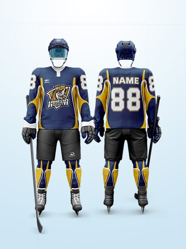 Σετ χόκεϊ επί πάγου με μεταξοτυπία, ελεύθερη γραμμή με μακριά μανίκια, προσωπικός σχεδιασμός, για προπονήσεις και αγώνες, 100% πολυεστέρας