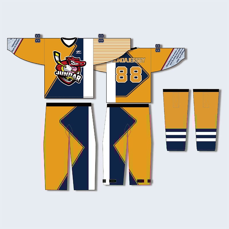 Σετ χόκεϊ επί πάγου με μεταξοτυπία, ελεύθερη γραμμή με μακριά μανίκια, προσωπικός σχεδιασμός, για προπονήσεις και αγώνες, 100% πολυεστέρας