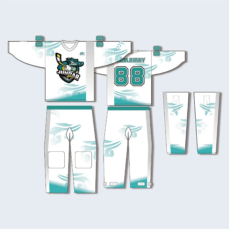 Σετ χόκεϊ επί πάγου με μεταξοτυπία, ελεύθερη γραμμή με μακριά μανίκια, προσωπικός σχεδιασμός, για προπονήσεις και αγώνες, 100% πολυεστέρας