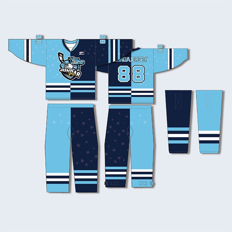 Σετ χόκεϊ επί πάγου με μεταξοτυπία, ελεύθερη γραμμή με μακριά μανίκια, προσωπικός σχεδιασμός, για προπονήσεις και αγώνες, 100% πολυεστέρας