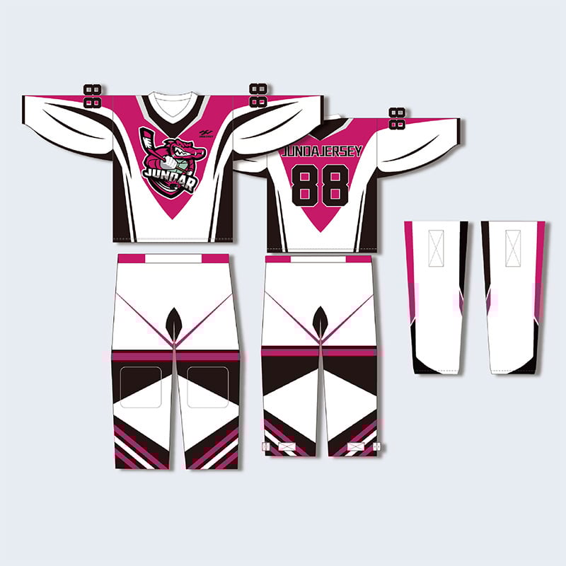 Σετ χόκεϊ επί πάγου με μεταξοτυπία, ελεύθερη γραμμή με μακριά μανίκια, προσωπικός σχεδιασμός, για προπονήσεις και αγώνες, 100% πολυεστέρας