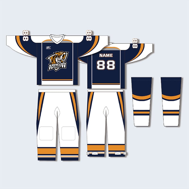 Σετ χόκεϊ επί πάγου με μεταξοτυπία, ελεύθερη γραμμή με μακριά μανίκια, προσωπικός σχεδιασμός, για προπονήσεις και αγώνες, 100% πολυεστέρας