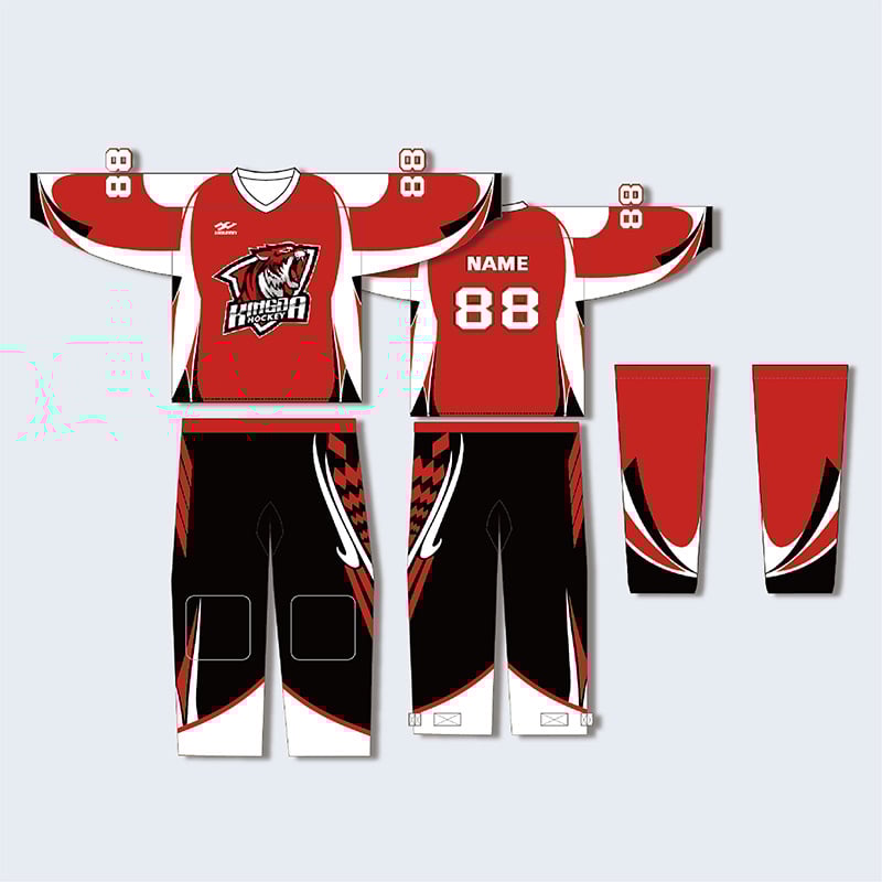 Σετ χόκεϊ επί πάγου με μεταξοτυπία, ελεύθερη γραμμή με μακριά μανίκια, προσωπικός σχεδιασμός, για προπονήσεις και αγώνες, 100% πολυεστέρας