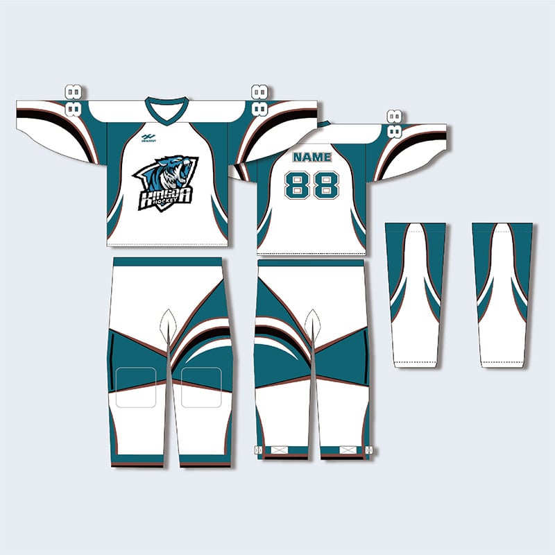 Σετ χόκεϊ επί πάγου με μεταξοτυπία, ελεύθερη γραμμή με μακριά μανίκια, προσωπικός σχεδιασμός, για προπονήσεις και αγώνες, 100% πολυεστέρας